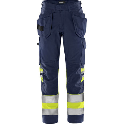 FRISTADS HIGH VIS GREEN HANDWERKERHOSE, KL.1 2640 GPLU
