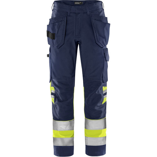 FRISTADS HIGH VIS GREEN HANDWERKERHOSE, KL.1 2640 GPLU