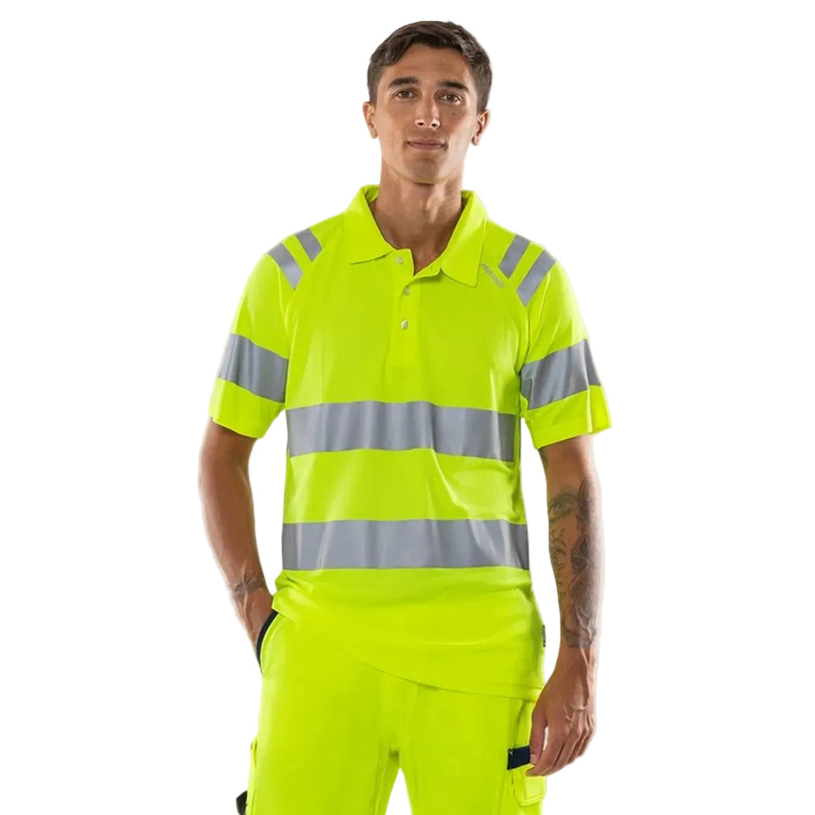 FRISTADS HIGH VIS GREEN FUNKTIONS-POLOSHIRT KL. 3 7861 GPST