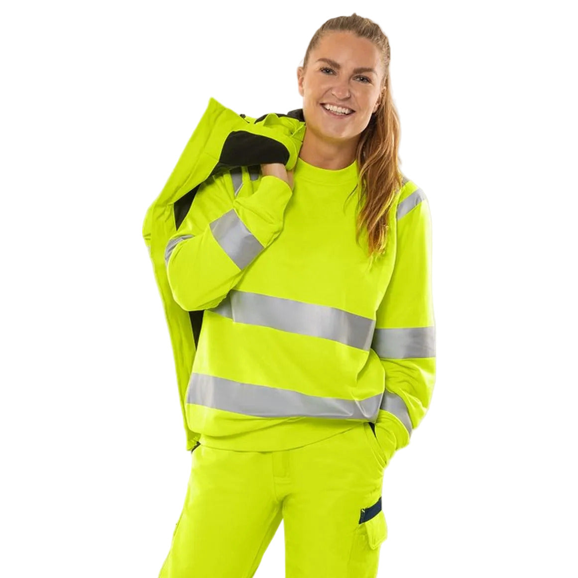 FRISTADS HIGH VIS GREEN SWEATSHIRT KL.3 7862 GPSW