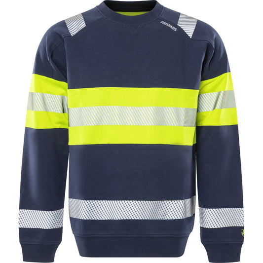 FRISTADS HIGH VIS GREEN STRETCH-SWEATSHIRT KL.1 7530 GKC