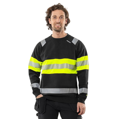 FRISTADS HIGH VIS GREEN STRETCH-SWEATSHIRT KL.1 7530 GKC