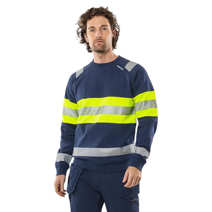FRISTADS HIGH VIS GREEN STRETCH-SWEATSHIRT KL.1 7530 GKC