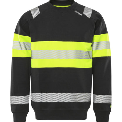 FRISTADS HIGH VIS GREEN STRETCH-SWEATSHIRT KL.1 7530 GKC