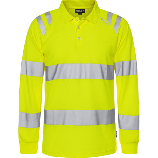 FRISTADS HIGH VIS GREEN FUNKTIONS-POLOSHIRT LANGARM KL. 3 7864 GPST