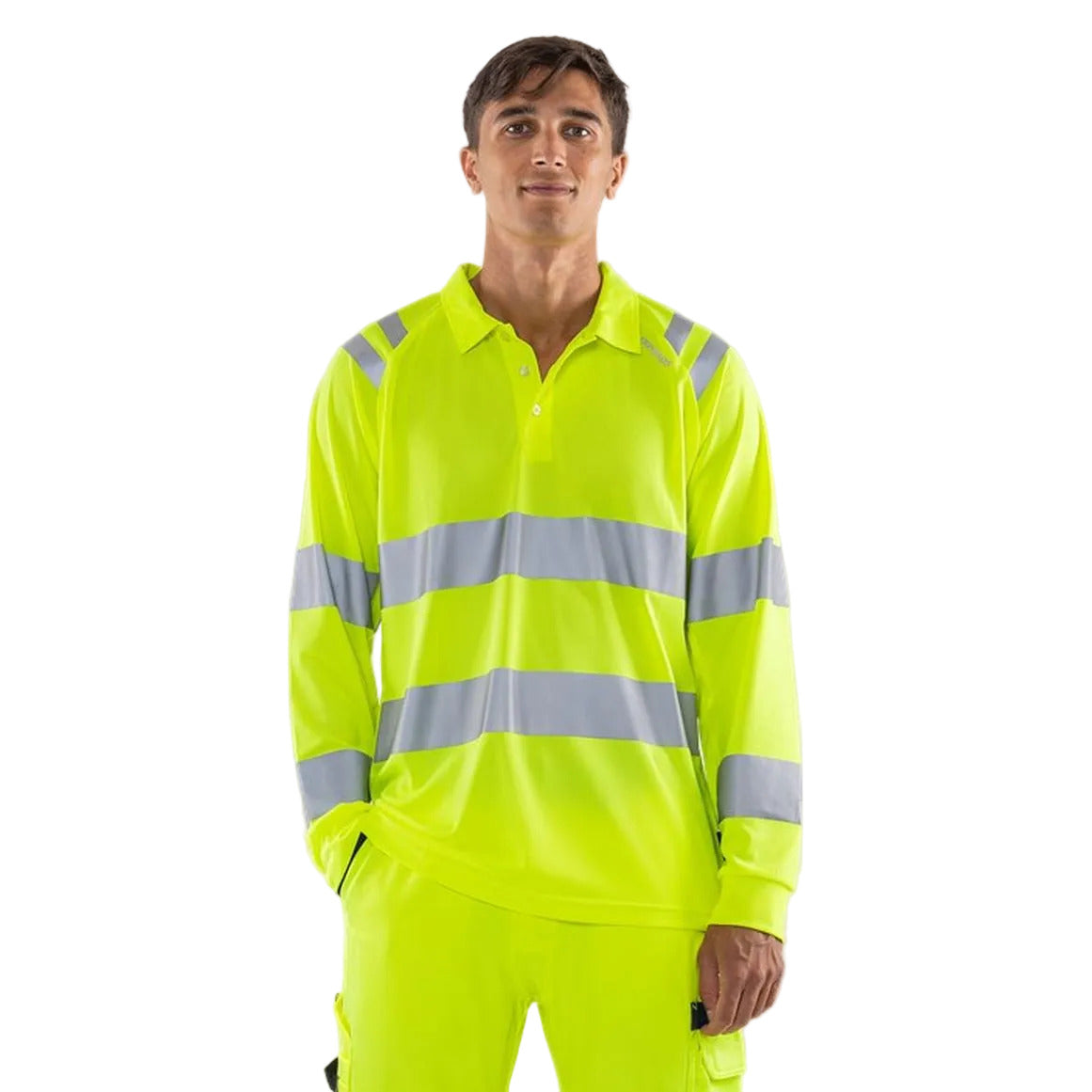 FRISTADS HIGH VIS GREEN FUNKTIONS-POLOSHIRT LANGARM KL. 3 7864 GPST