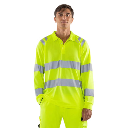 FRISTADS HIGH VIS GREEN FUNKTIONS-POLOSHIRT LANGARM KL. 3 7864 GPST
